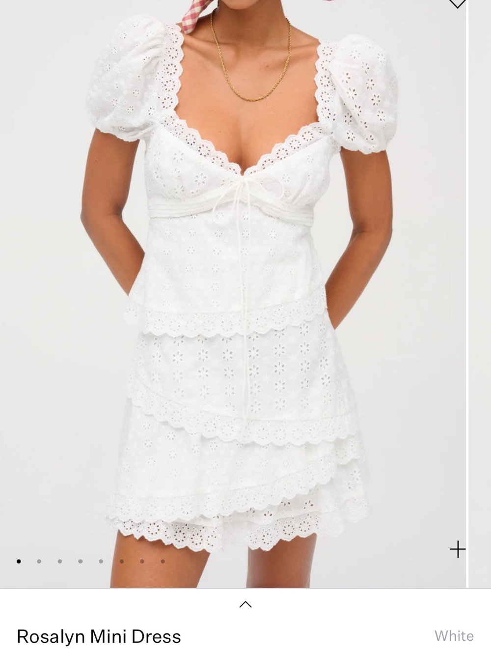 For Love & Lemons White Eyelet Mini Dress